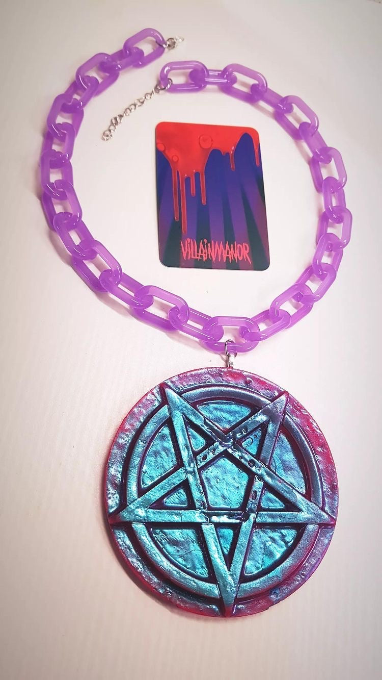Electromagnetic MegaGum Pastel Goth Pentagram NeckChain