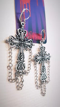 Load image into Gallery viewer, Chained Cross Earrings
